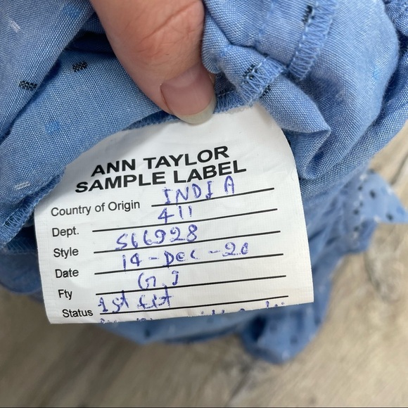 Ann Taylor Blue Peasant Ruffle Blouse - Picture 6 of 8